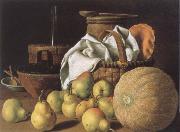 MELeNDEZ, Luis Style life with melon and pears Sweden oil painting reproduction